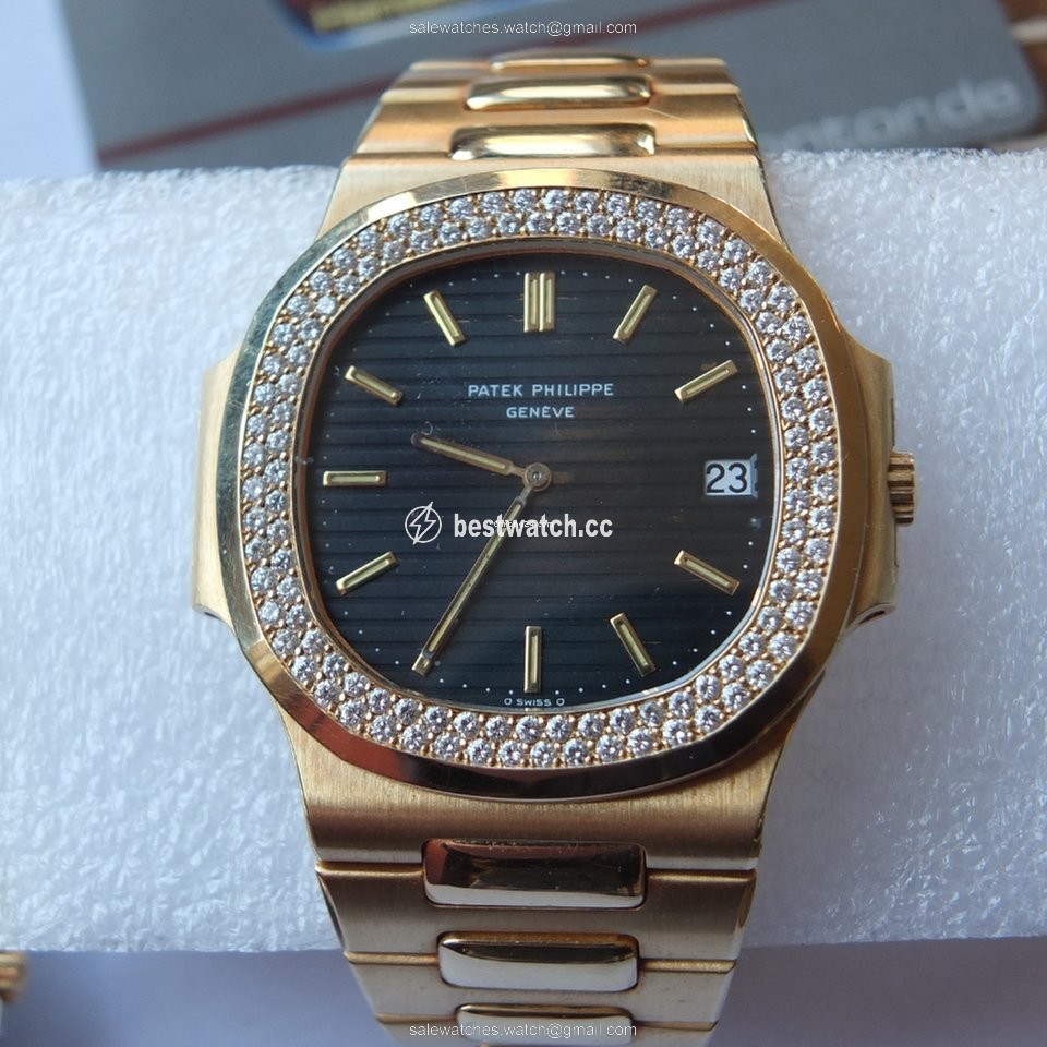 Patek Philippe Nautilus Mens watch Unisex Automatic Yellow gold 3700 3 Nautilus Blue original Steinbesatz Replica 2