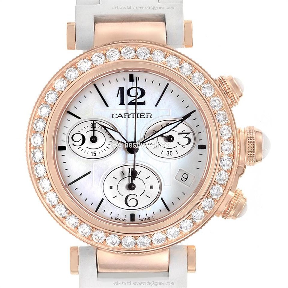 IMG_9085 Cartier Pasha Seatimer Womens watch Quartz Rose gold WJ130004 Replica 2