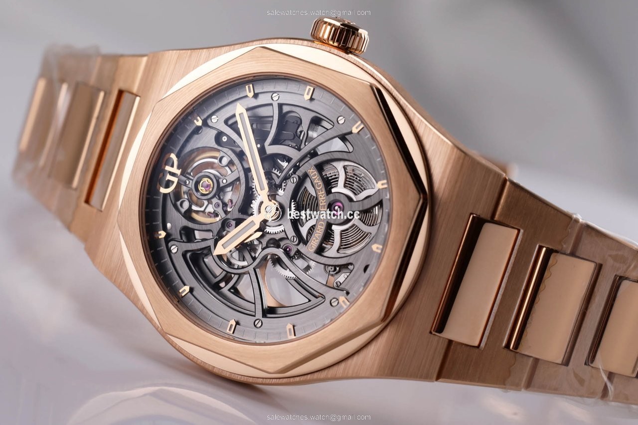 IMG_9085 Girard Perregaux Laureato Mens watch Unisex Automatic Rose gold 81015-52-002-52A Replica 2