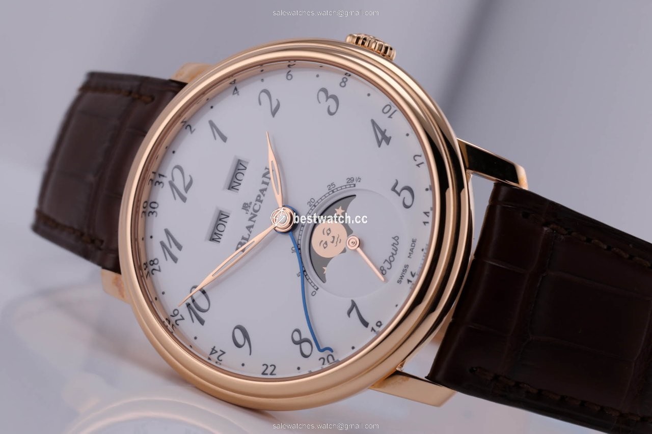 IMG_9085 Blancpain Villeret Quantieme Complet Mens watch Unisex Automatic Rose gold 6639A-3631-55B Replica 2