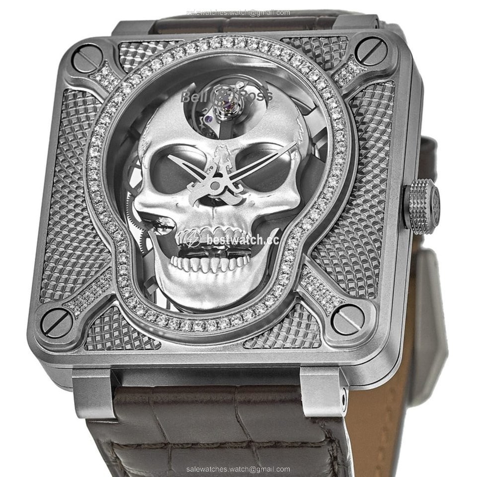 IMG_9085 Bell & Ross BR 01 Mens watch Unisex Manual winding Steel BR01-SKULL-SK-FLD Replica 2