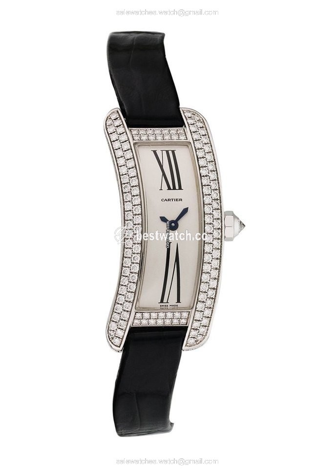 IMG_9085 Cartier Tank Americaine Womens watch Quartz White gold 2625 Replica 2