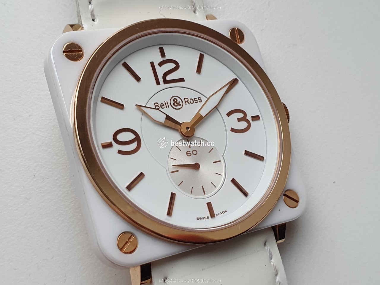 IMG_9085 Bell & Ross BR S Mens watch Unisex Quartz Rose gold BRS-98-WCR Replica 2