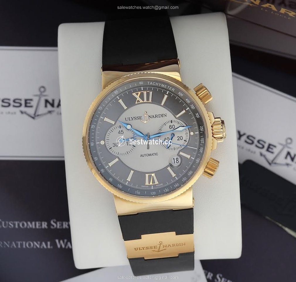 IMG_9085 Ulysse Nardin Marine Chronograph Mens watch Unisex Automatic Rose gold 356-66-3 319 Replica 2