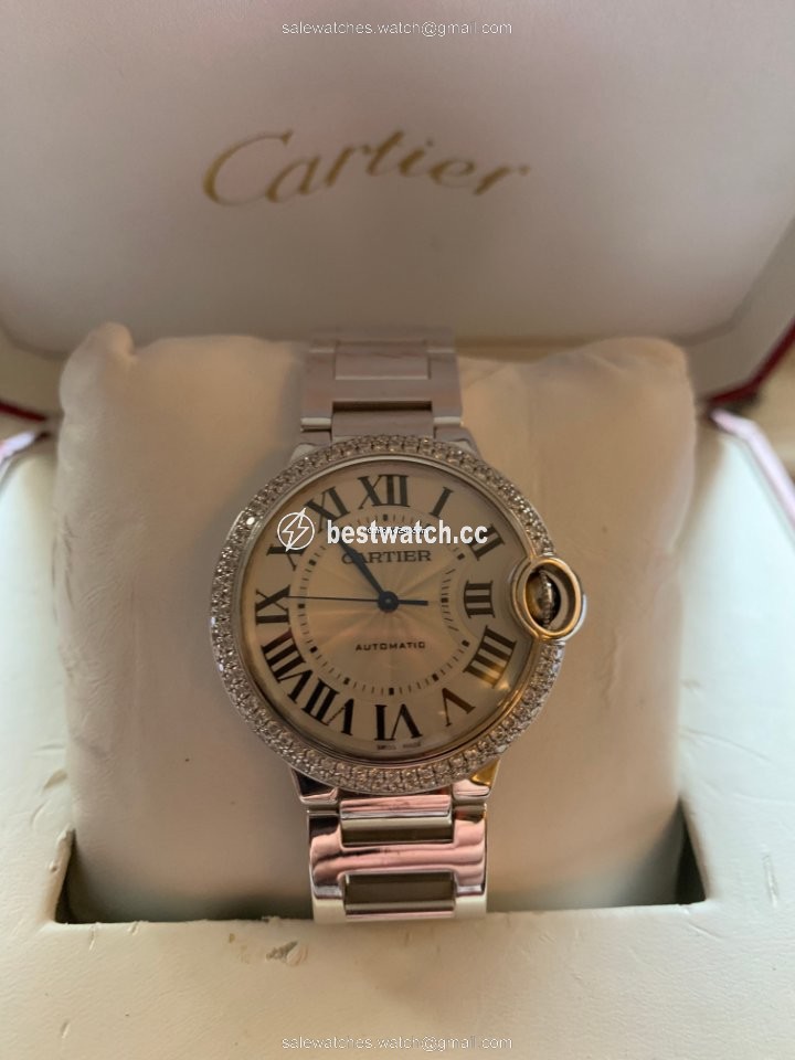 IMG_9085 Cartier Ballon Bleu 36mm Womens watch Automatic White gold WJBB0008 Replica 2