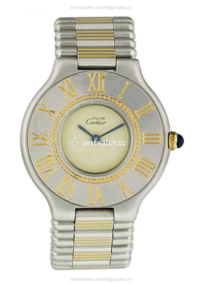 IMG_9085 Cartier 21 Must de Cartier Womens watch Quartz Steel 1340 Replica 2