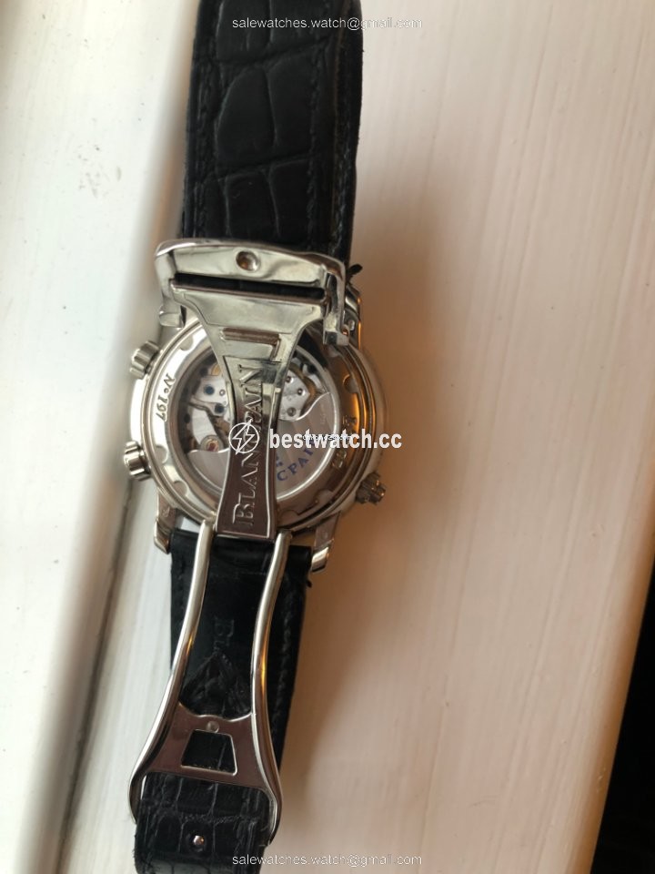 IMG_9085 Blancpain Leman Reveil GMT Mens watch Unisex Automatic White gold 2841-1542-53b Replica 2