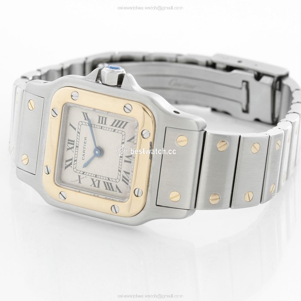IMG_9085 Cartier Santos Galbee Womens watch Quartz Gold Steel 16336 Replica 2