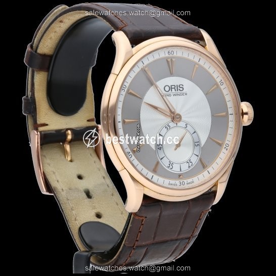 IMG_9085 Oris Artelier Small Second Mens watch Unisex Manual winding Rose gold 01 396 7580 6051-SET Replica 2