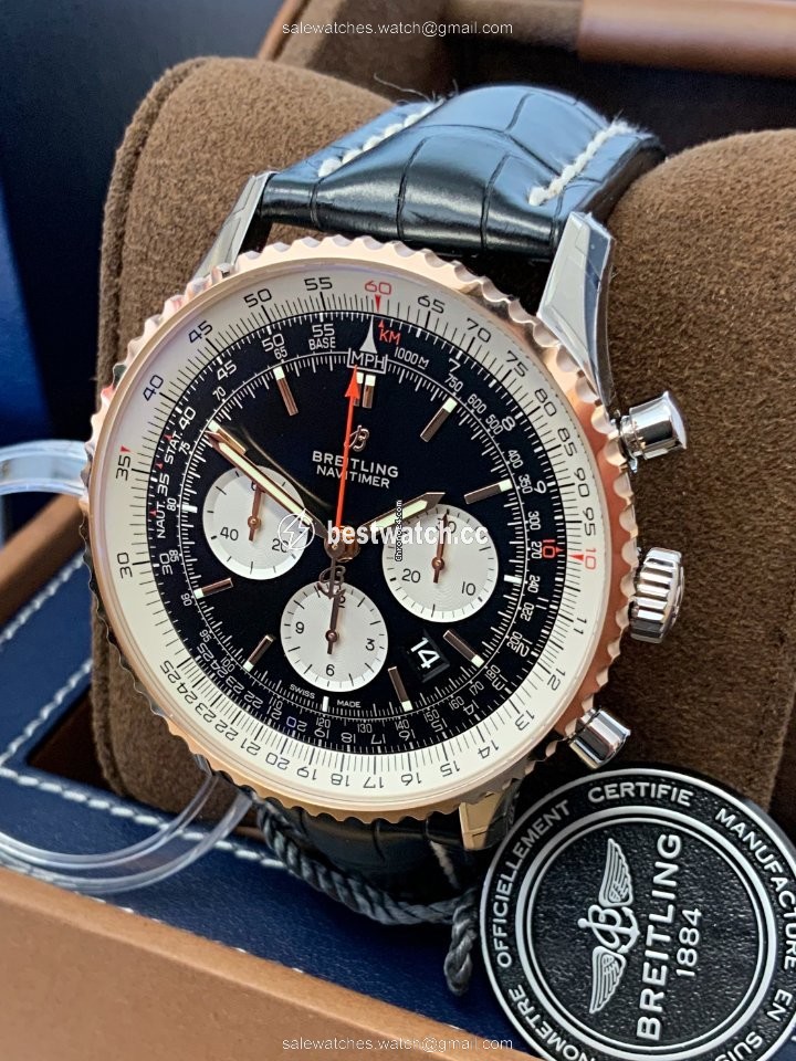 IMG_9085 Breitling Navitimer 01 (46 MM) Mens watch Unisex Automatic Gold Steel UB0127211B1P1 Replica 2