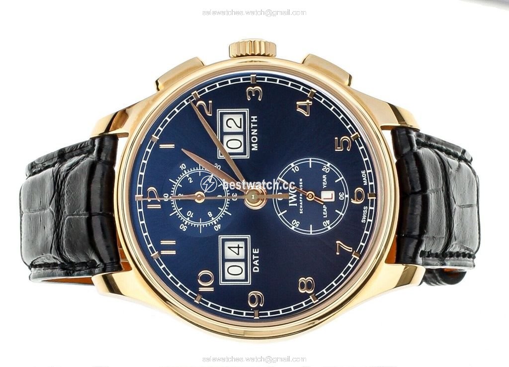 IWC Portuguese Perpetual Calendar Digital Date-Month Mens watch Unisex Automatic Rose gold IW397204 Replica 2