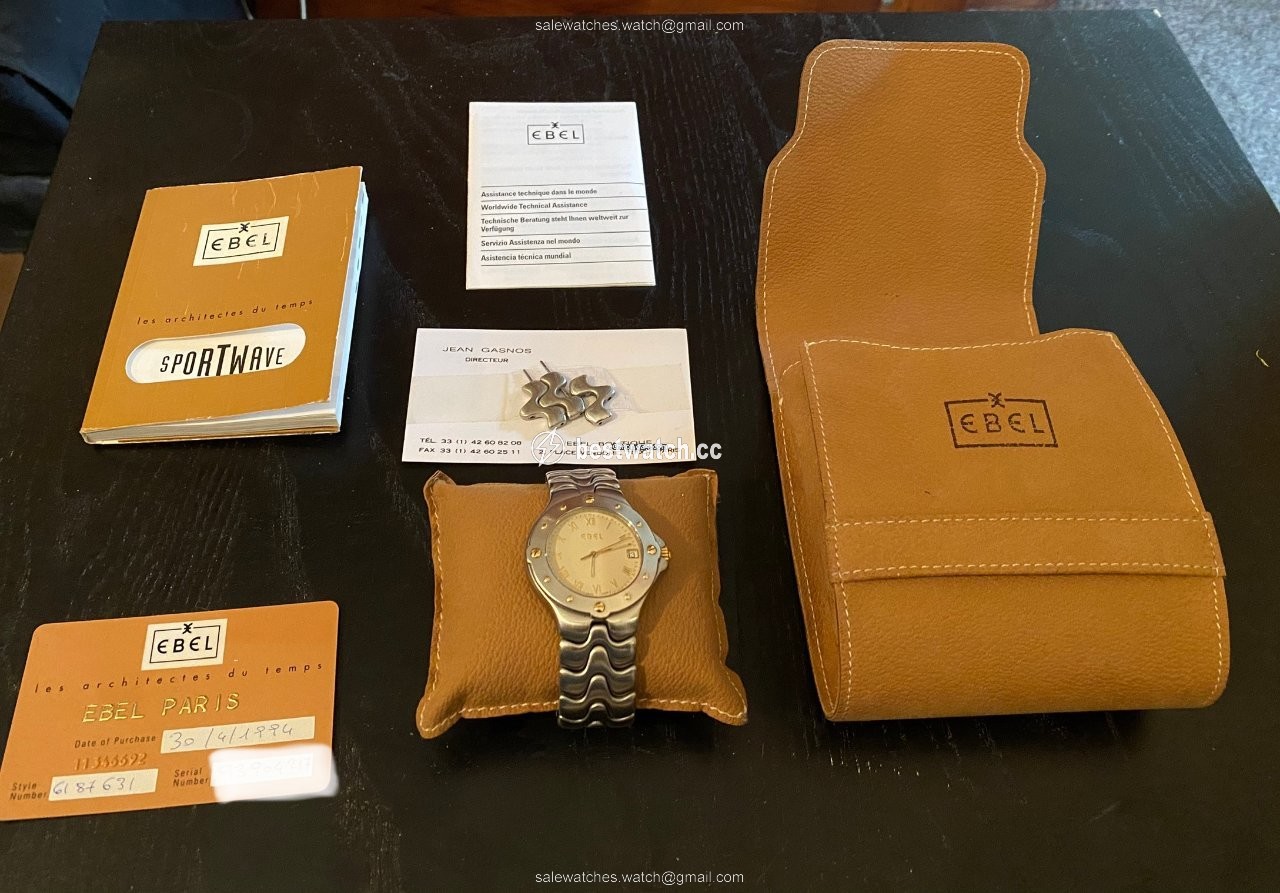 IMG_9085 Ebel Sportwave Mens watch Unisex Quartz Gold Steel E 6187631 Replica 2