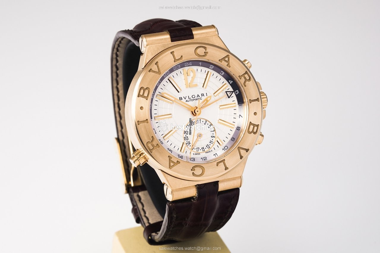 IMG_9085 Bulgari Diagono Mens watch Unisex Automatic Rose gold DGP 40 G GMT Replica 2