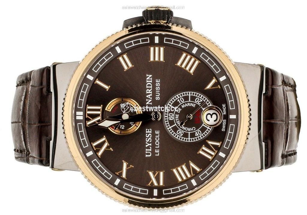 IMG_9085 Ulysse Nardin Marine Chronometer Manufacture Mens watch Unisex Automatic Gold Steel 1185-126 Replica 2