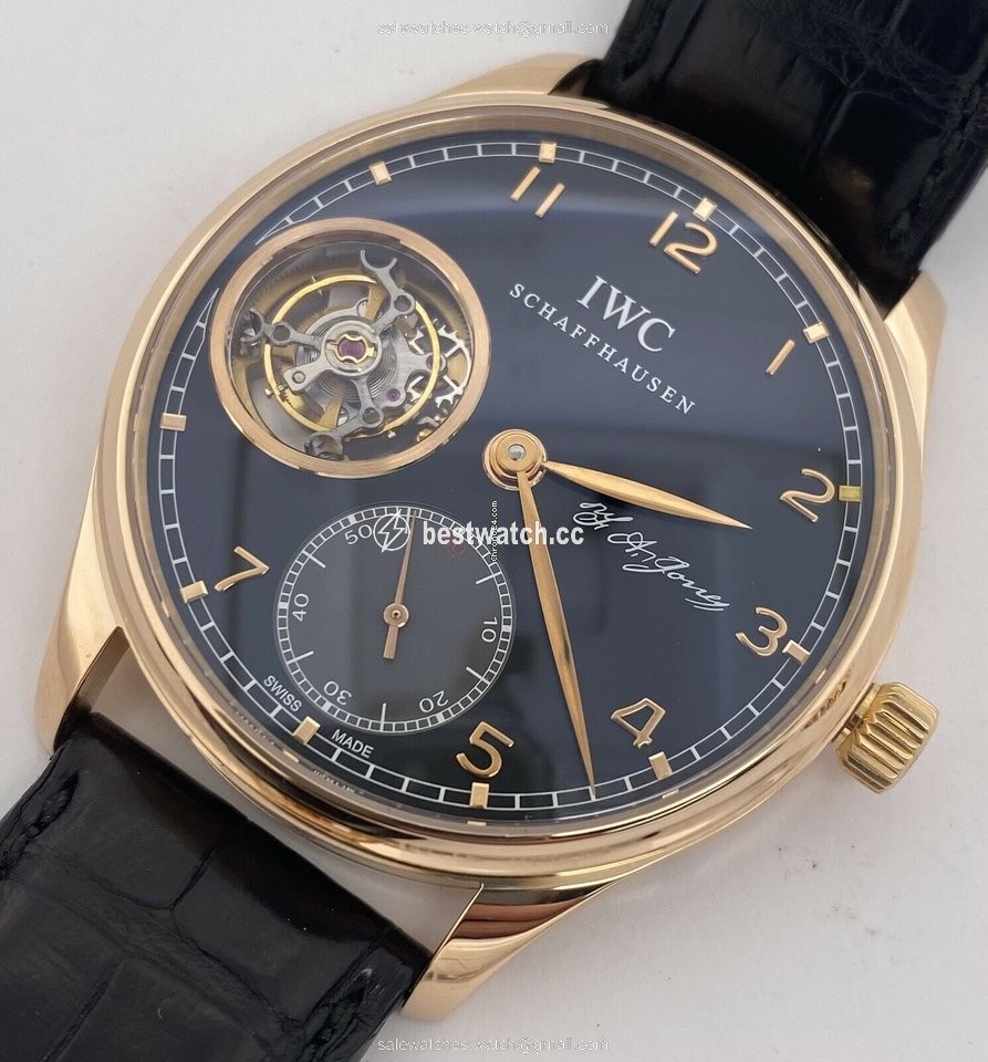 IMG_9085 IWC Portuguese Tourbillon Mens watch Unisex Manual winding Rose gold IW544705 Replica 2