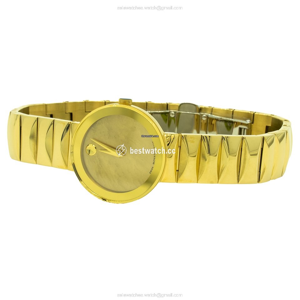 IMG_9085 Movado Sapphire Womens watch Quartz Gold Steel 0607049 Replica 2