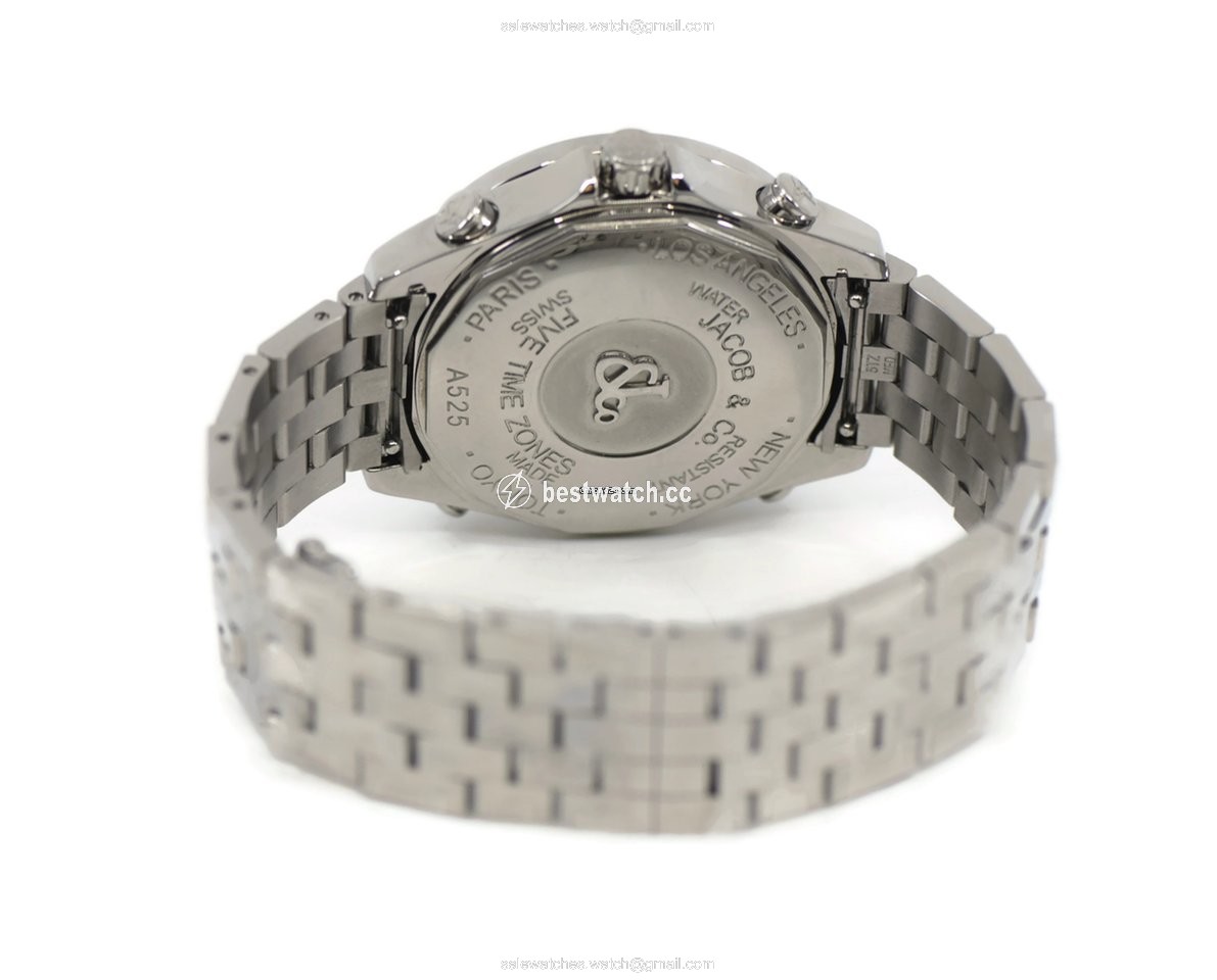 IMG_9085 Jacob & Co. Five Time Zone Mens watch Unisex Quartz Steel JCM-118DA Replica 2