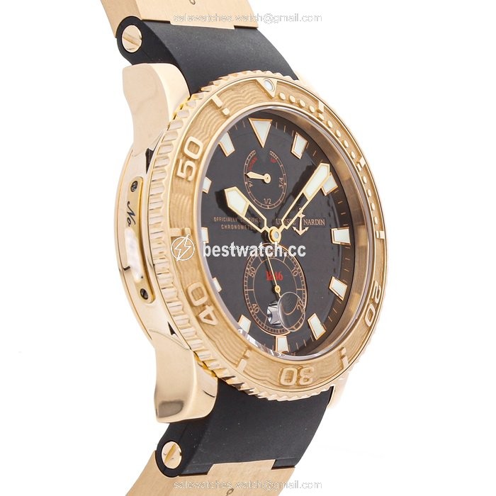 Ulysse Nardin Maxi Marine Diver Mens watch Unisex Manual winding Rose gold 266.33.3A.925 Replica 2