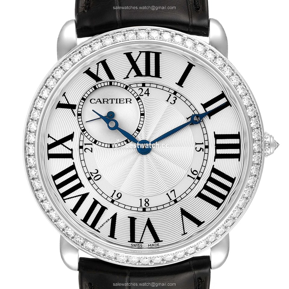 IMG_9085 Cartier Ronde Louis Cartier Mens watch Unisex Manual winding White gold WR007002 Replica 2