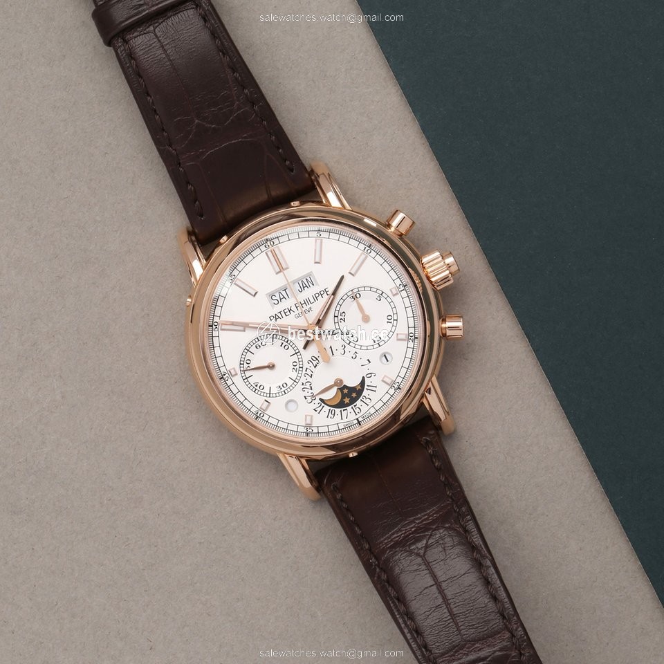 IMG_9085 Patek Philippe Perpetual Calendar Chronograph Mens watch Unisex Manual winding Rose gold 5204R-001 Replica 2
