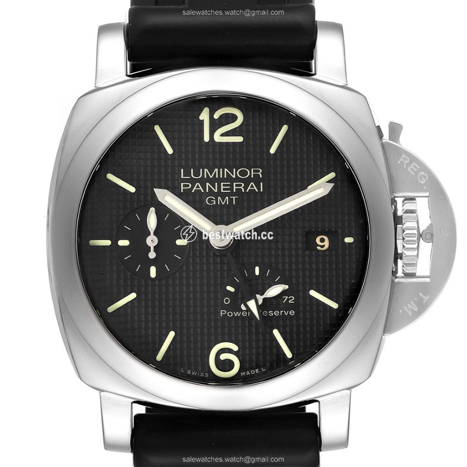 IMG_9085 Panerai Luminor 1950 3 Days GMT Power Reserve Automatic Mens watch Unisex Automatic Steel PAM00537 Replica 2