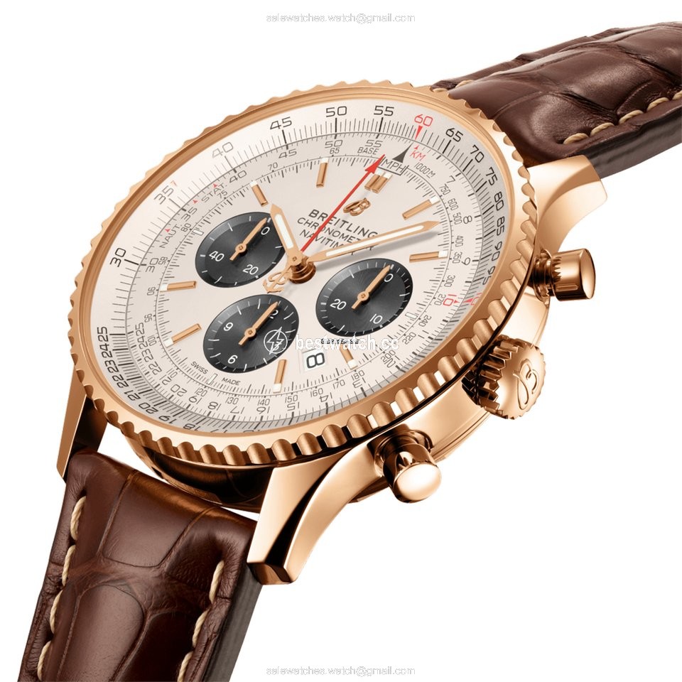IMG_9085 Breitling Navitimer 01 (46 MM) Mens watch Unisex Automatic Rose gold RB0127121G1P1 Replica 2