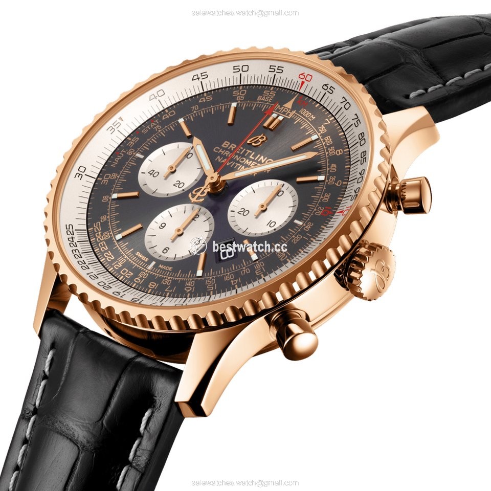 IMG_9085 Breitling Navitimer 01 (46 MM) Mens watch Unisex Automatic Red gold RB0127121F1P2 Replica 2