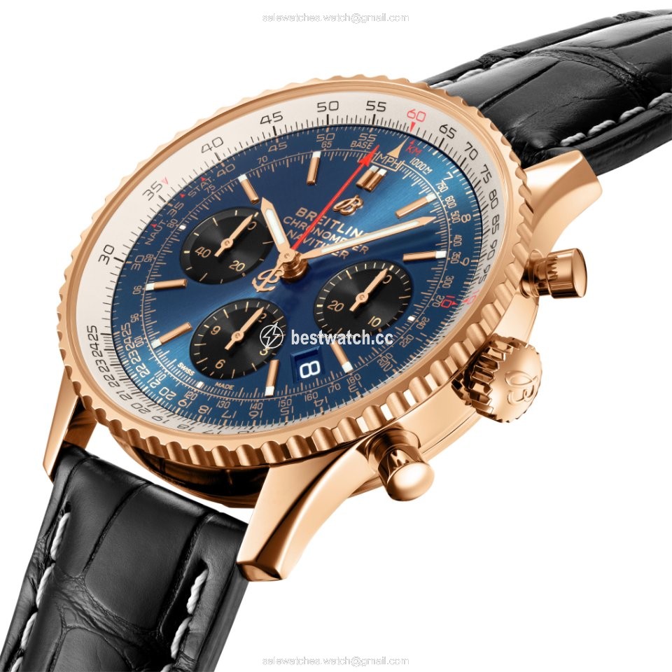 IMG_9085 Breitling Navitimer 1 B01 Chronograph 43 Mens watch Unisex Automatic Red gold RB0121211C1P1 Replica 2