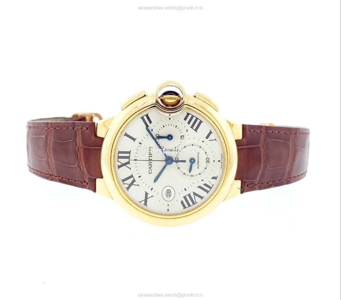 IMG_9085 Cartier Ballon Bleu 44mm Mens watch Unisex Automatic Yellow gold W6920007 Replica 2