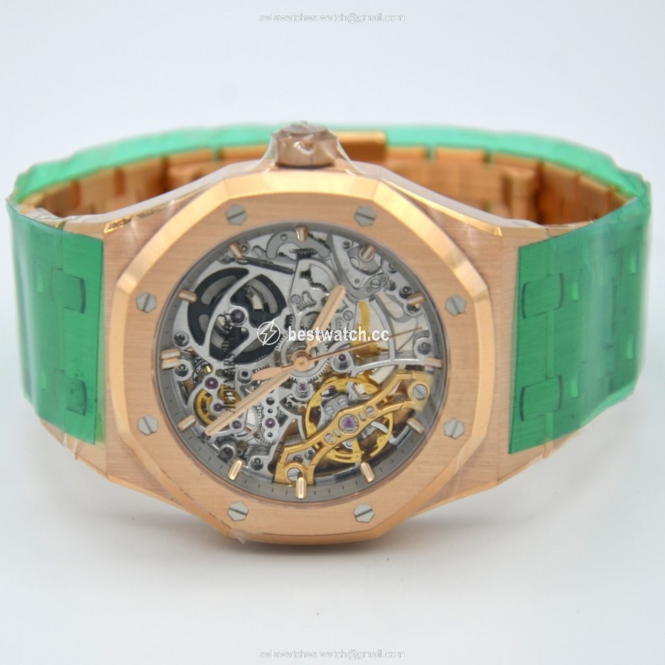 IMG_9085 Audemars Piguet Royal Oak Double Balance Wheel Openworked Mens watch Unisex Automatic Rose gold 15467OR.OO.1256OR.01 Replica 2