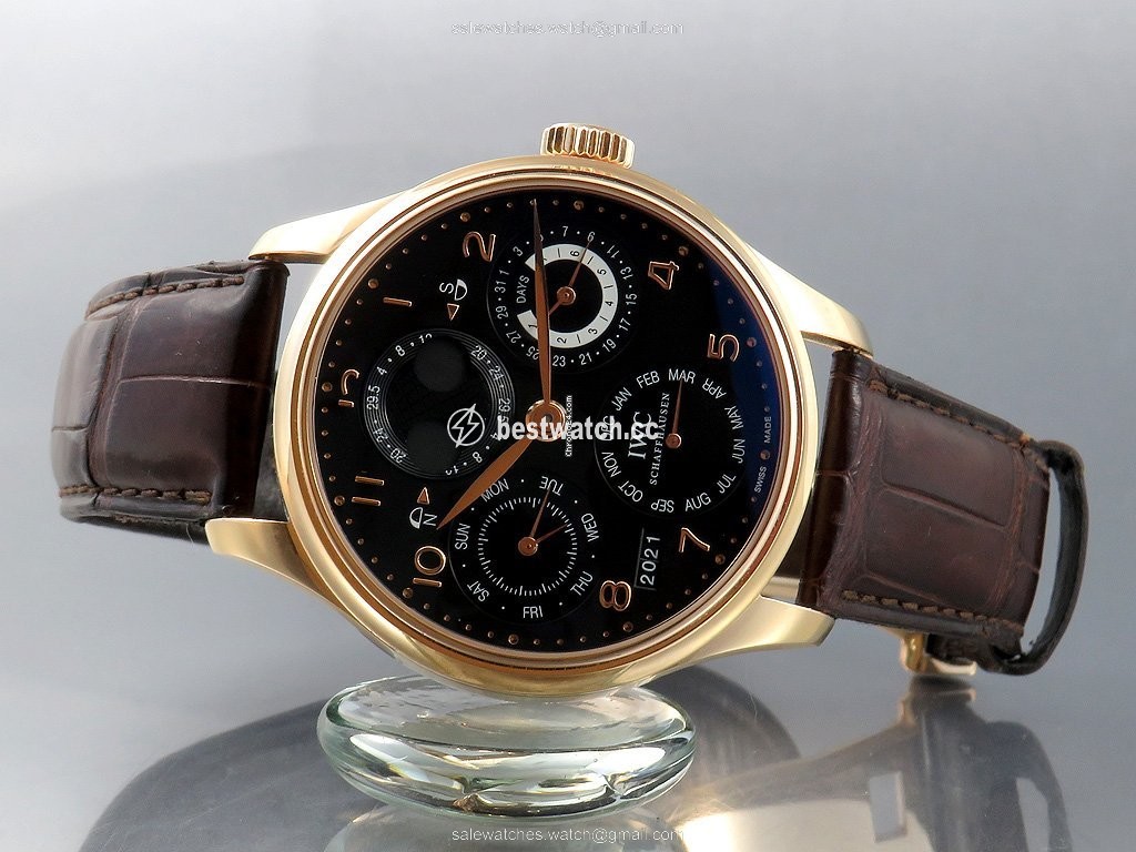 IMG_9085 IWC Portuguese Perpetual Calendar Mens watch Unisex Automatic Rose gold IW502122 Replica 2