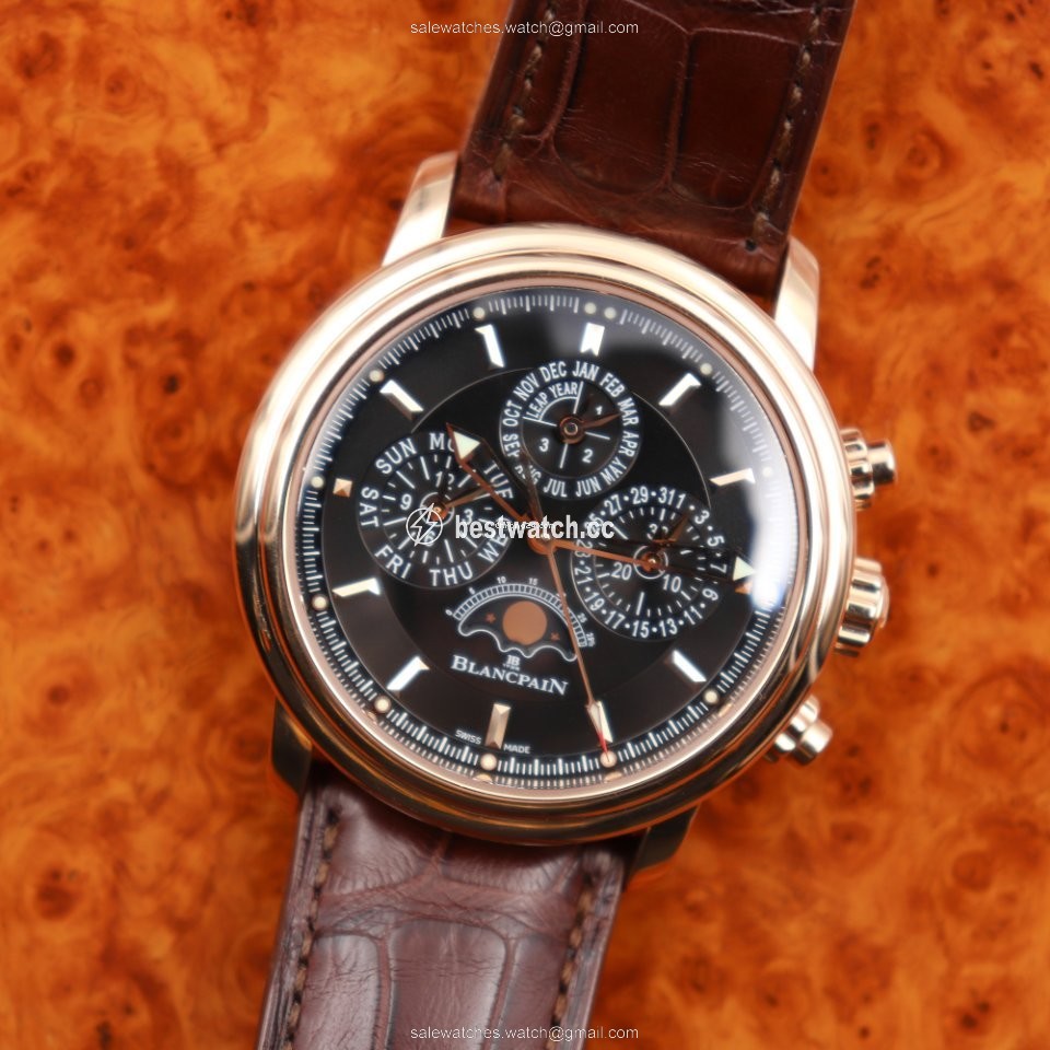 IMG_9085 Blancpain Leman Fly-Back Mens watch Unisex Automatic Rose gold 2685F-3630-53B Replica 2