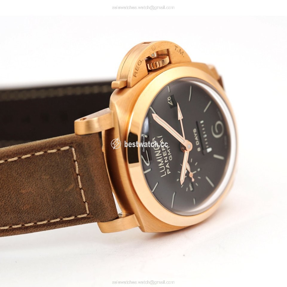 Panerai Luminor 1950 8 Days GMT Mens watch Unisex Manual winding Rose gold PAM 00289 Replica 2