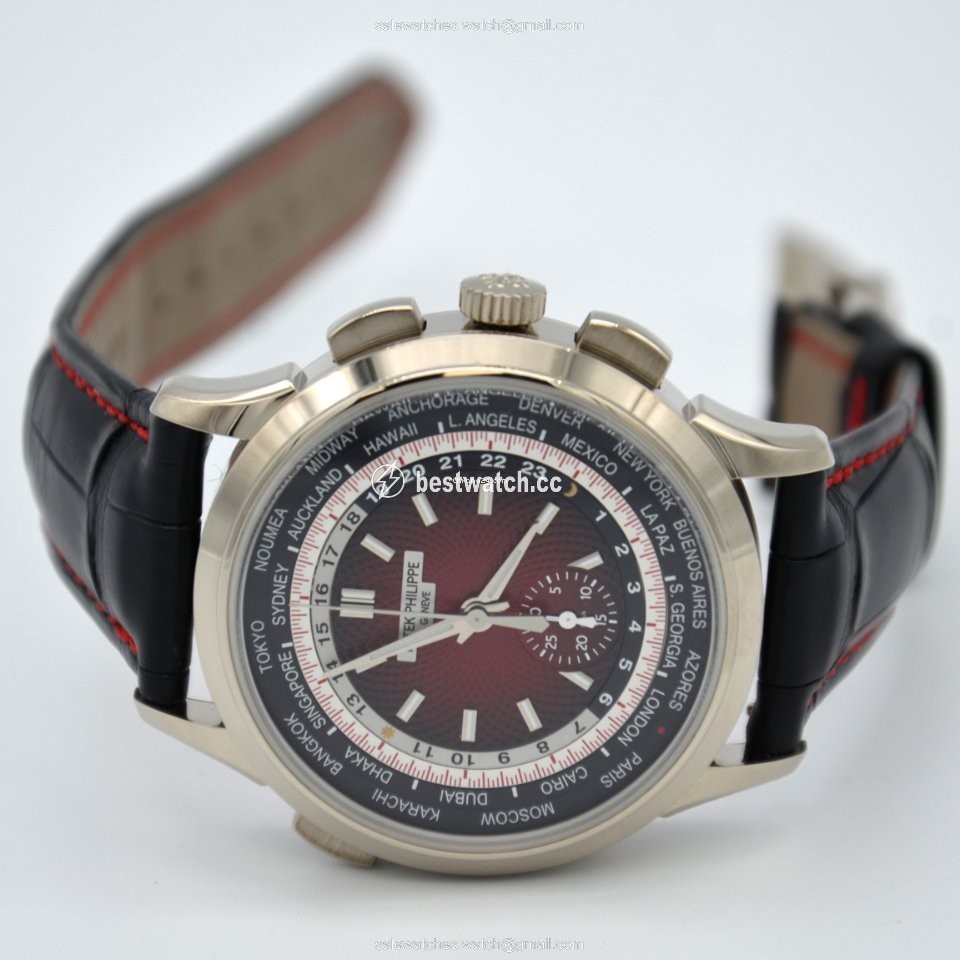 IMG_9085 Patek Philippe World Time Chronograph Mens watch Unisex Automatic White gold 5930G-011 Replica 2