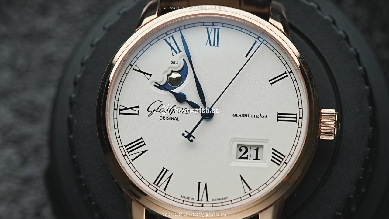 IMG_9085 Glashutte Original Senator Panorama Date Moon Phase Mens watch Unisex Automatic Rose gold 100-04-32-15-04 Replica 2