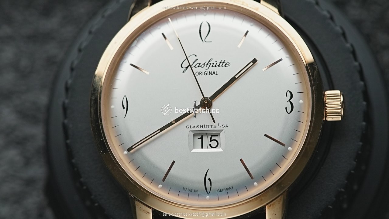 IMG_9085 Glashutte Original Sixties Panorama Date Mens watch Unisex Automatic Rose gold 39-47-01-01-04 Replica 2