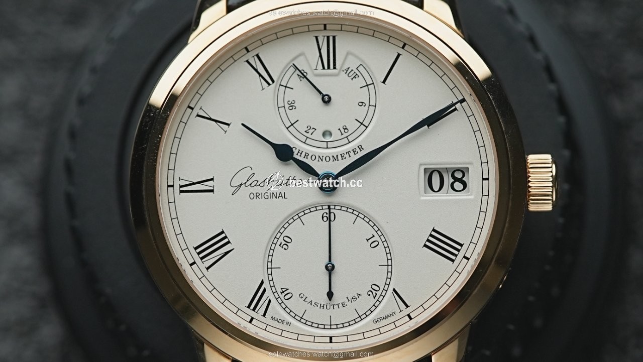IMG_9085 Glashutte Original Senator Chronometer Mens watch Unisex Manual winding Rose gold 58-01-01-01-04 Replica 2