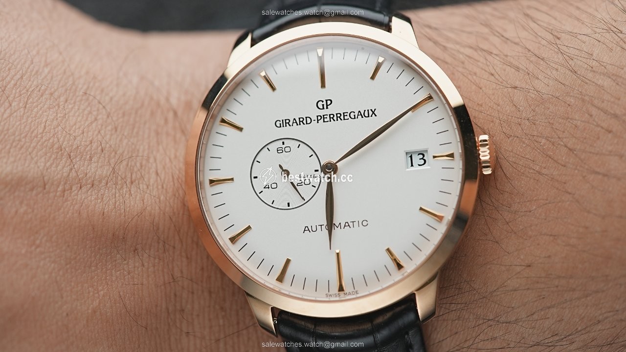 IMG_9085 Girard Perregaux 1966 Mens watch Unisex Automatic Rose gold 49543-52-131-BKBA Replica 2