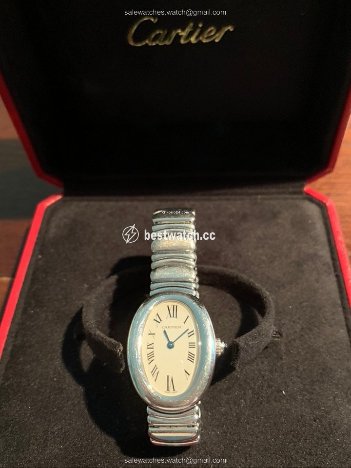 IMG_9085 Cartier Baignoire Womens watch Quartz White gold WB520025 Replica 2
