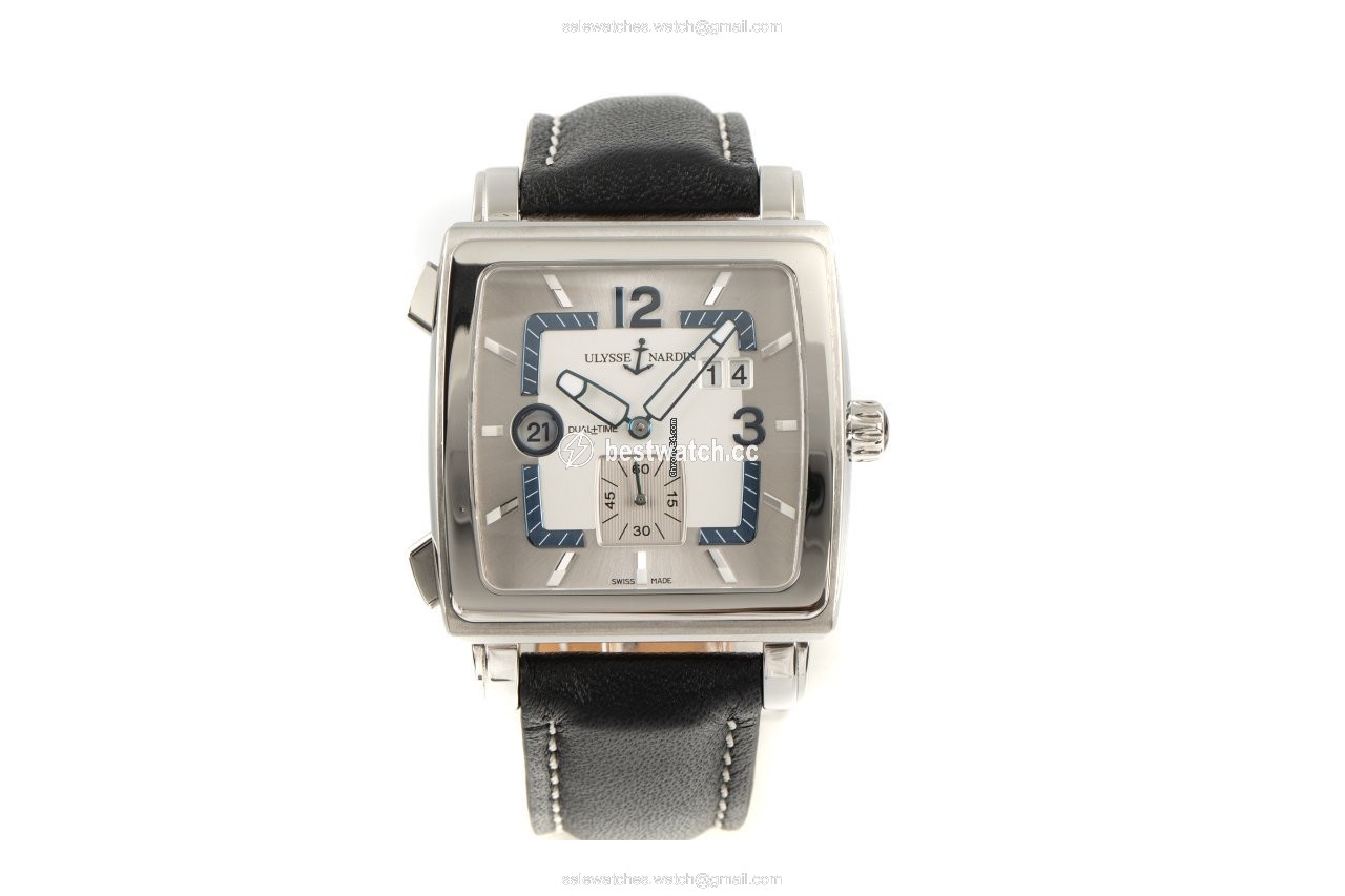 IMG_9085 Ulysse Nardin Quadrato Dual Time Mens watch Unisex Automatic Steel 243-92 Replica 2