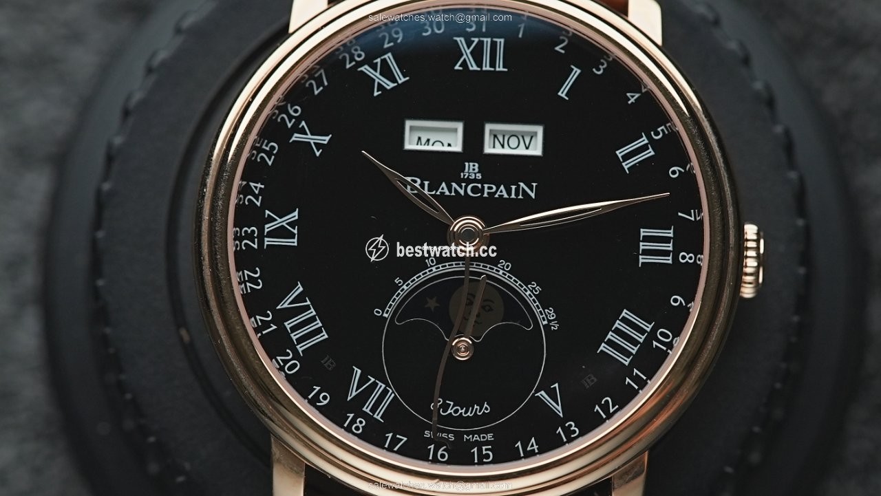 IMG_9085 Blancpain Villeret Quantieme Complet Mens watch Unisex Automatic Rose gold 6639-3637-55b Replica 2