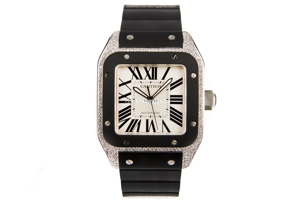 IMG_9085 Cartier Santos 100 Mens watch Unisex Automatic Steel W20121U2 Replica 2