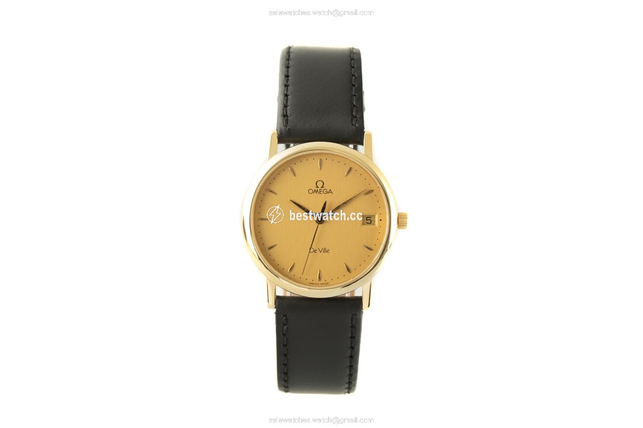 Omega De Ville Mens watch Unisex Quartz Yellow gold 196.2432 Replica 2