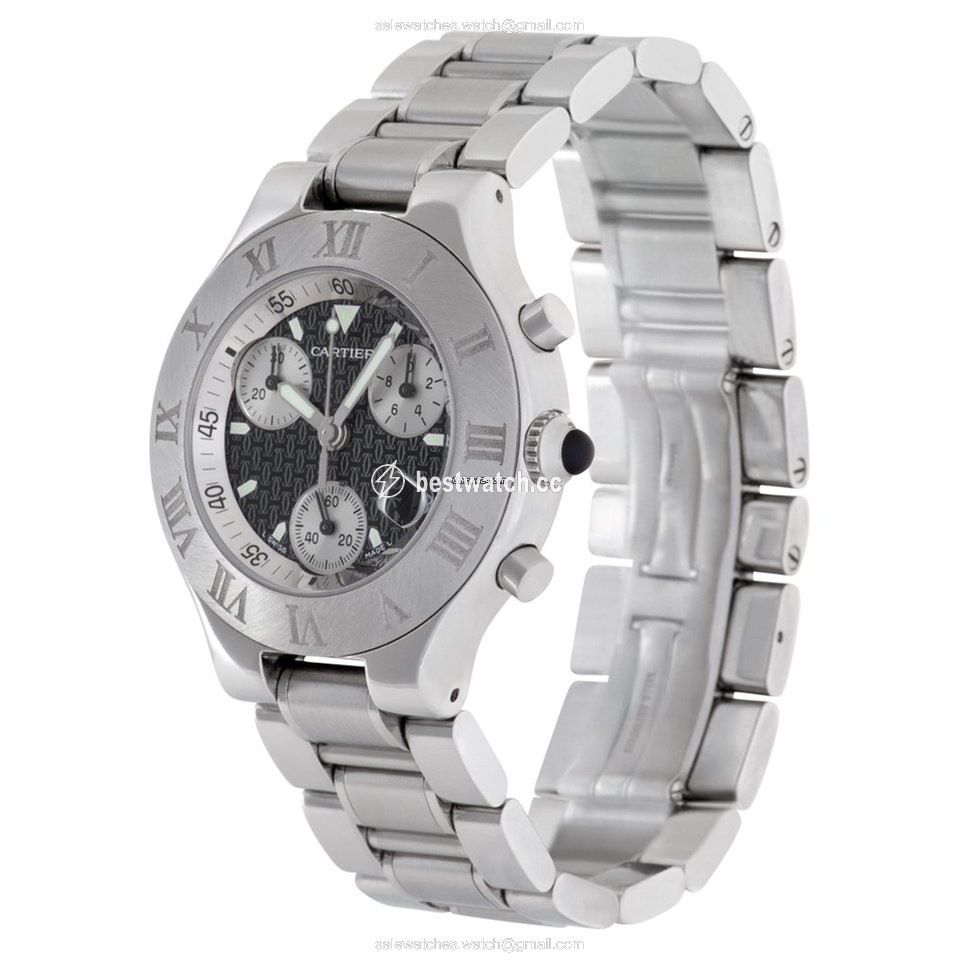 IMG_9085 Cartier 21 Chronoscaph Mens watch Unisex Quartz Steel W10172T2 Replica 2