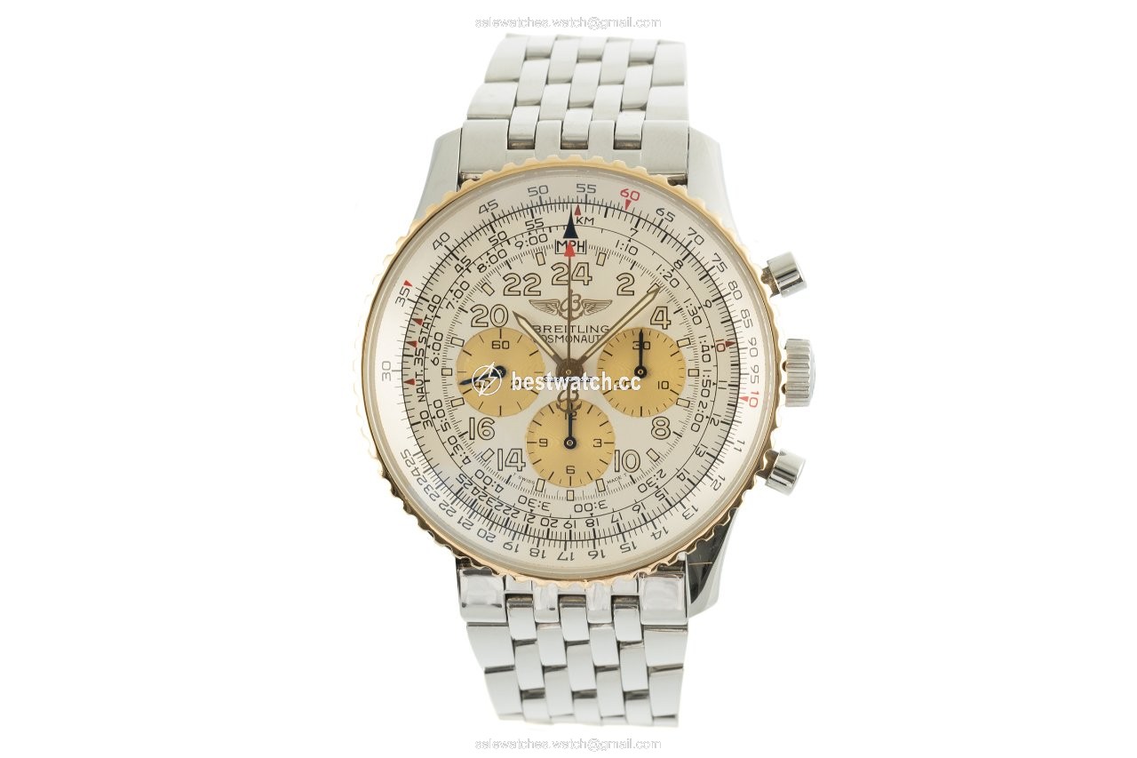 IMG_9085 Breitling Navitimer Cosmonaute Mens watch Unisex Manual winding Gold Steel D12022 Replica 2
