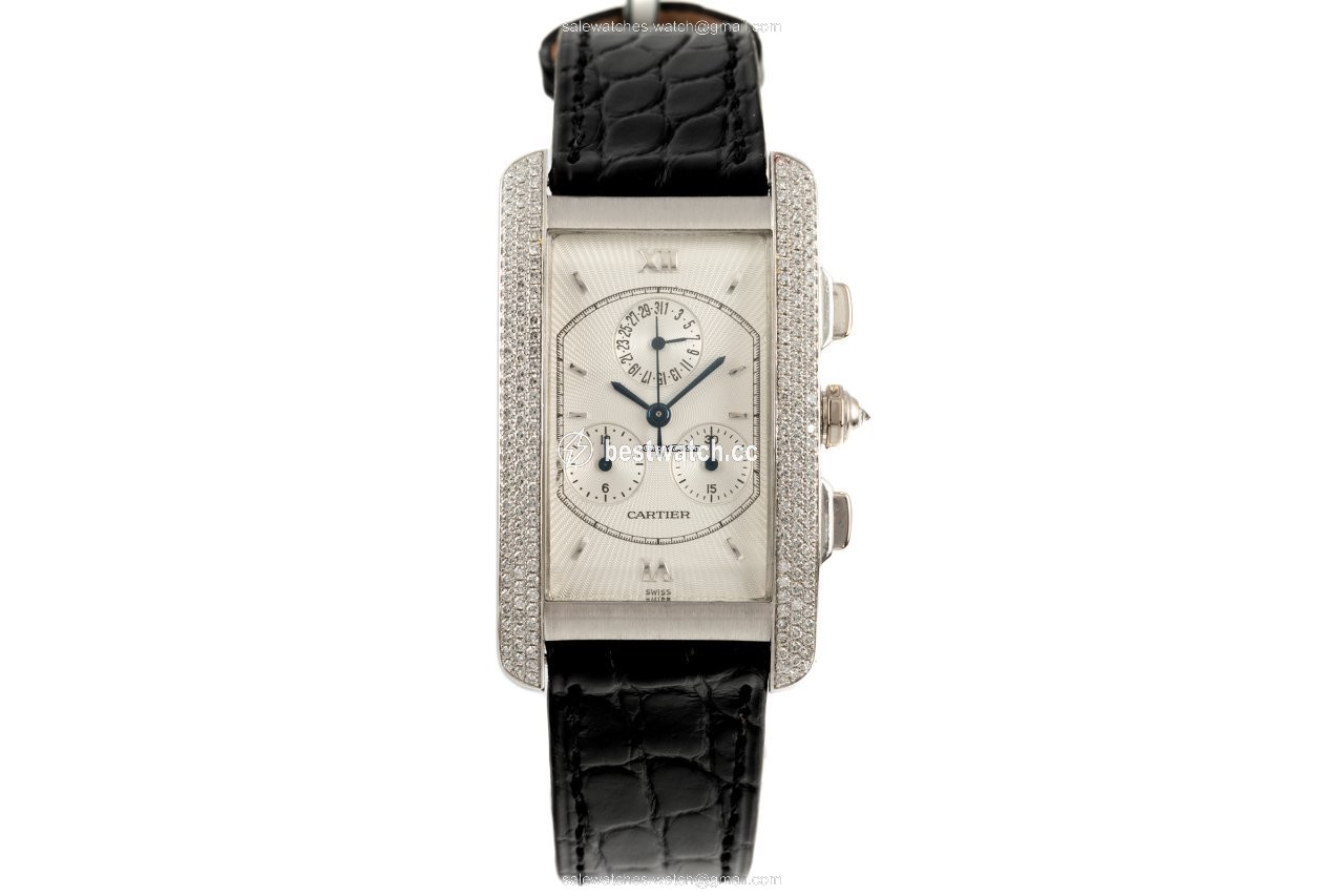 IMG_9085 Cartier Tank Americaine Mens watch Unisex Quartz White gold 2339 Replica 2