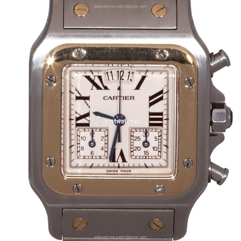 Cartier Santos Mens watch Unisex Quartz Gold Steel 2425 Replica 2