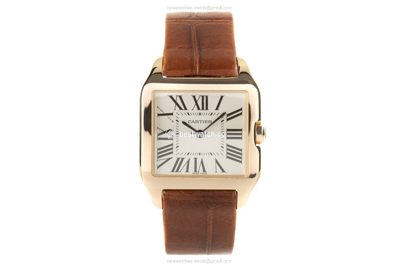 IMG_9085 Cartier Santos Dumont Mens watch Unisex Quartz Yellow gold 2788 Replica 2