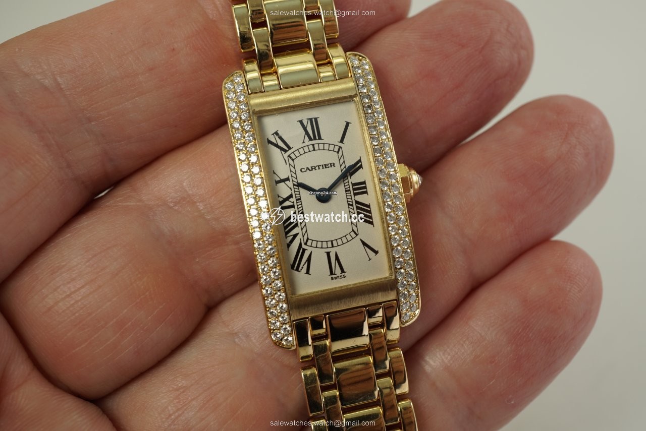 IMG_9085 Cartier Tank Americaine Womens watch Quartz Yellow gold 1710 Replica 2
