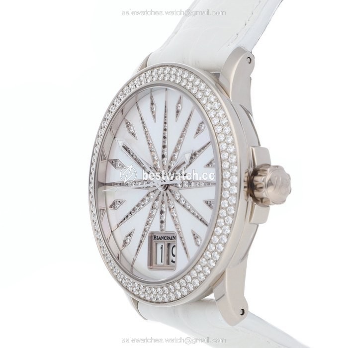 IMG_9085 Blancpain Leman Womens watch Automatic White gold 2850-3554-55B Replica 2